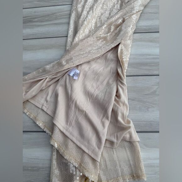 ASOS The Frolic exclusive sequin tie front bodycon maxi dress Beige Size 6 NWT - Picture 9 of 10